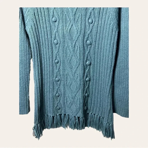 1159. Sundance OFF SHOULDERS SWEATER LONG SLEEVES SIZE LARGE TEAL IN COLOR - Picture 4 of 9